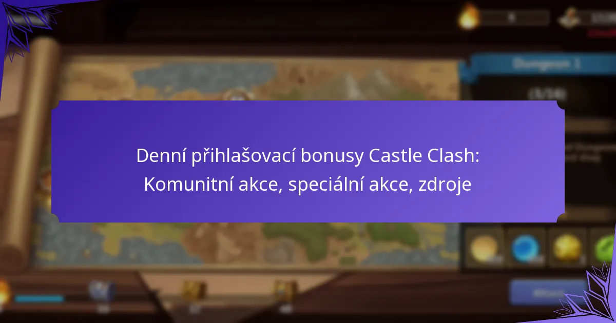 Denní přihlašovací bonusy Castle Clash: Komunitní akce, speciální akce, zdroje