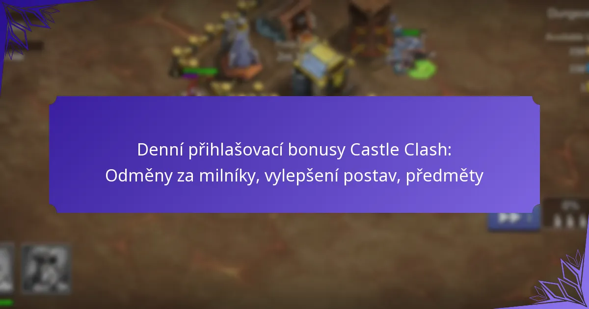Denní přihlašovací bonusy Castle Clash: Odměny za milníky, vylepšení postav, předměty