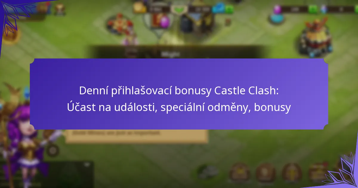 Denní přihlašovací bonusy Castle Clash: Účast na události, speciální odměny, bonusy